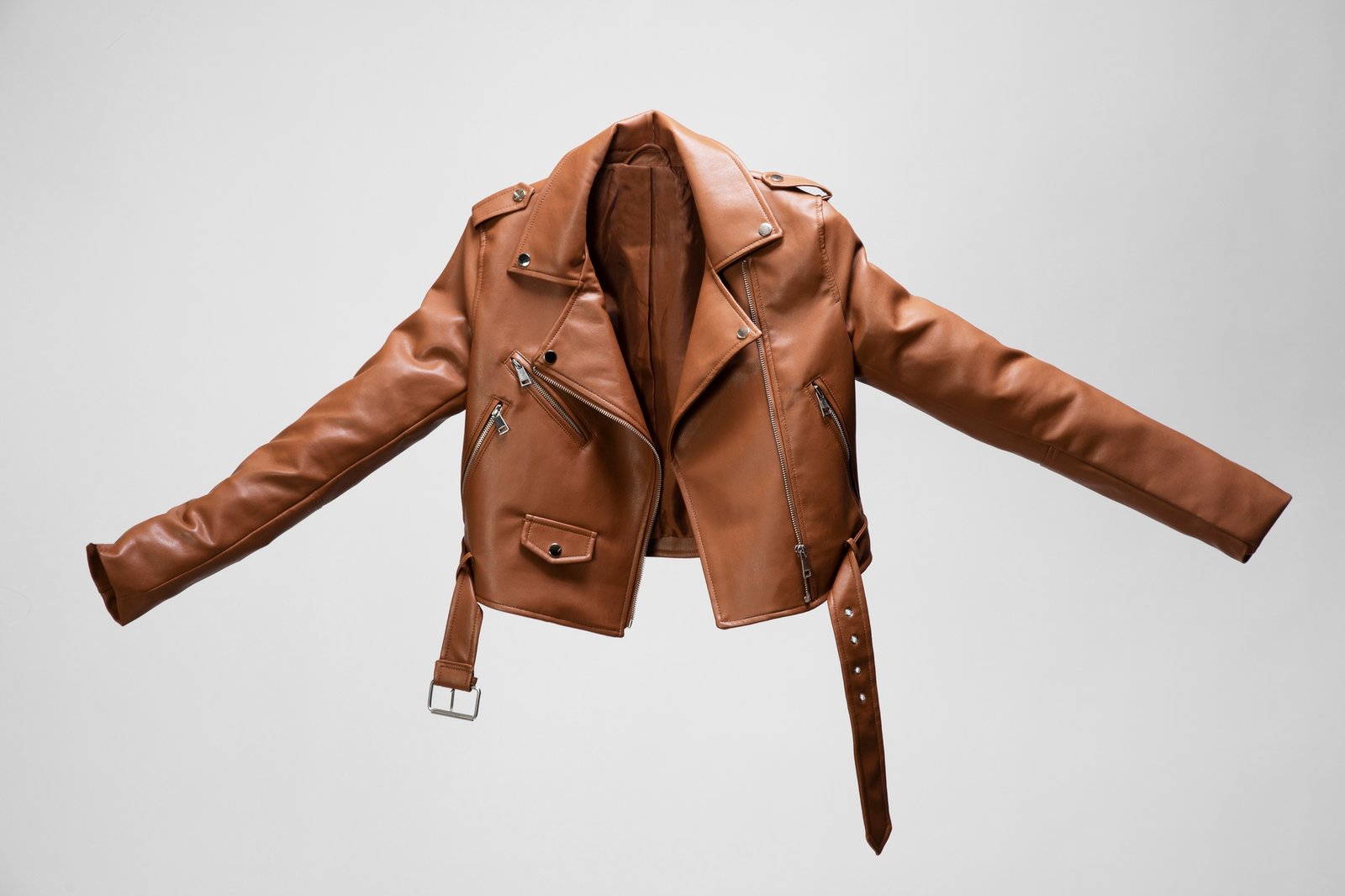 Brown Leather Biker Jacket